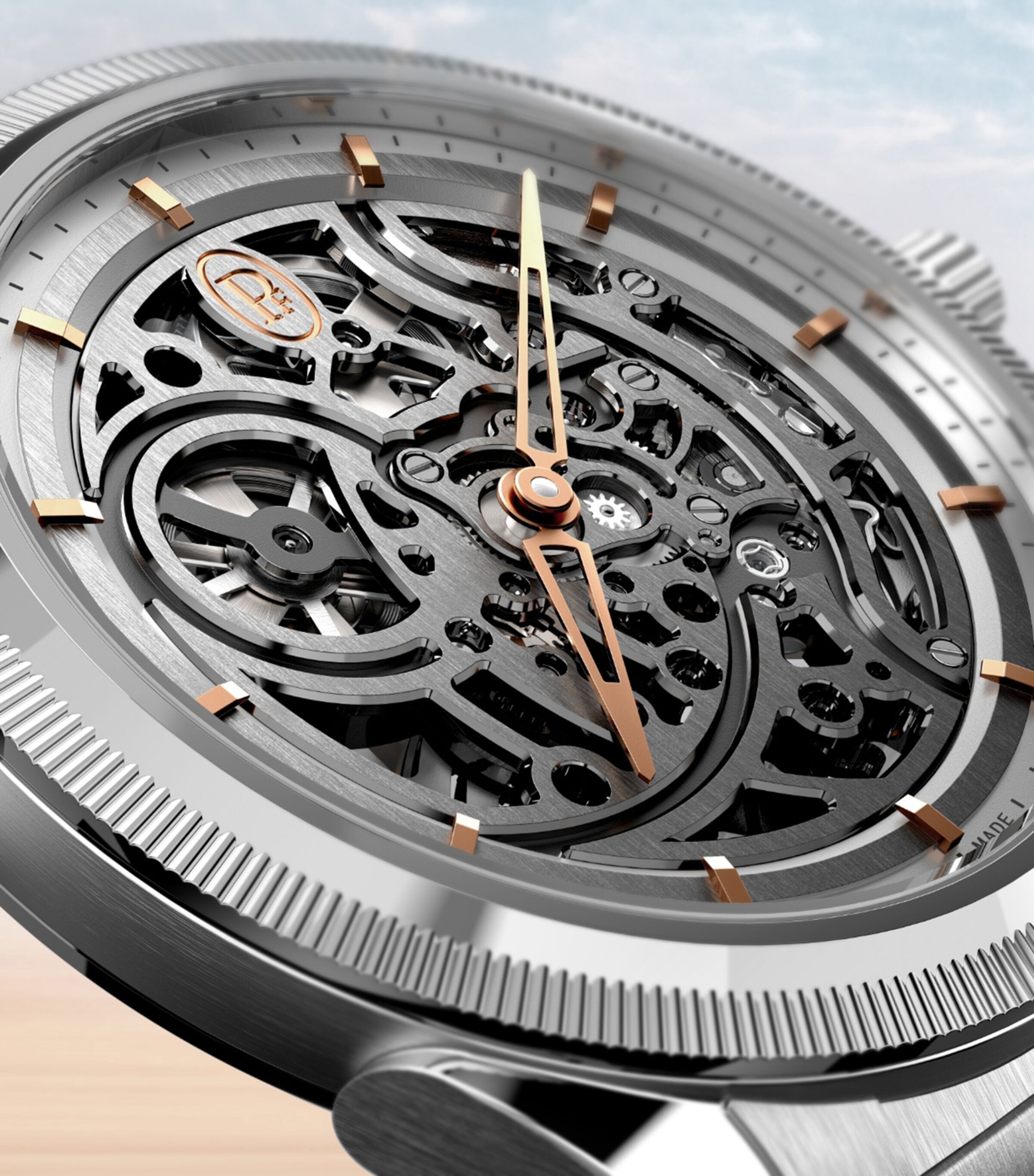  Parmigiani Fleurier Stainless Steel and Platinum Tonda Pf Skeleton Watch