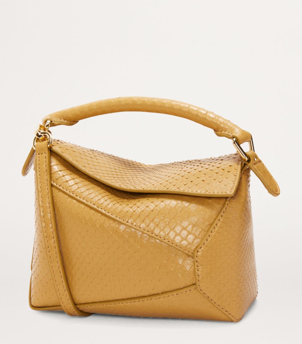 Loewe Loewe Mini Snakeskin Puzzle Edge Top-Handle Bag