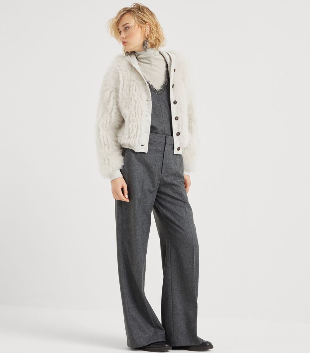 Brunello Cucinelli Brunello Cucinelli Wool-Blend Lace-Trim Top