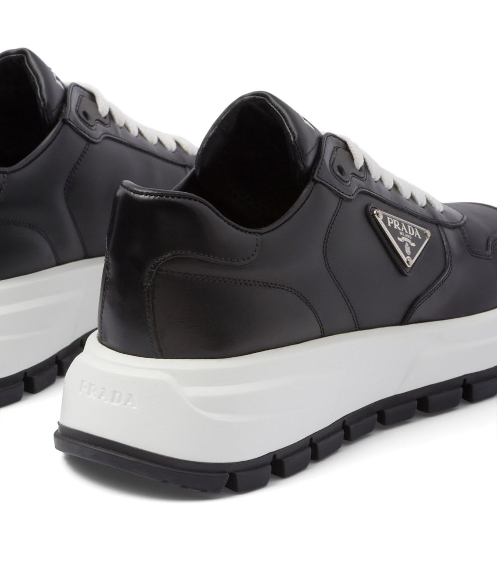 Prada Prada Leather Triangle Sneakers