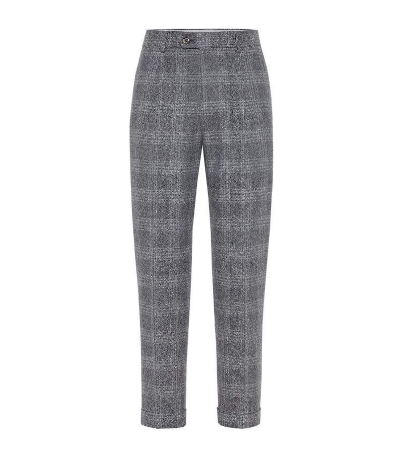 Brunello Cucinelli Brunello Cucinelli Silk-Wool-Cashmere Check Trousers