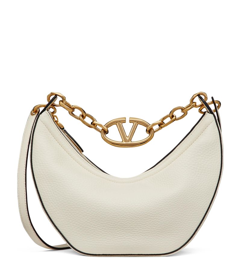 VALENTINO GARAVANI Valentino Garavani Leather Vlogo Moon Shoulder Bag