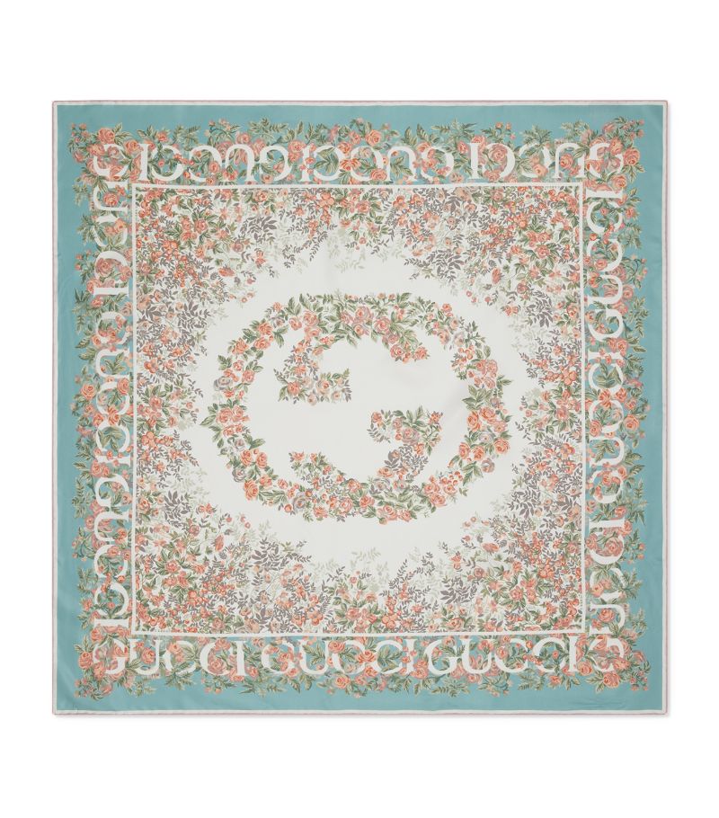 Gucci Gucci Silk Floral Interlocking G Scarf