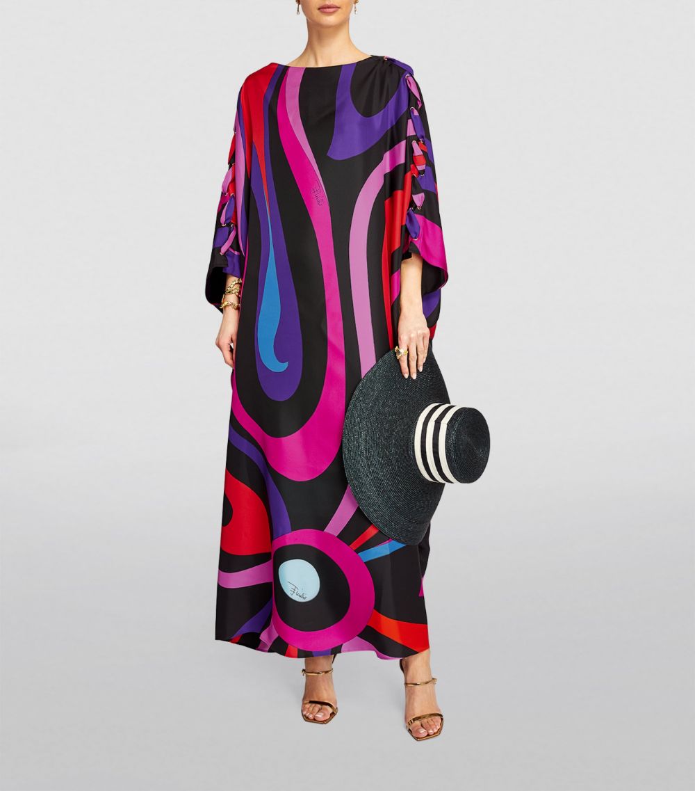 Emilio Pucci Pucci Silk Marmo Print Maxi Dress
