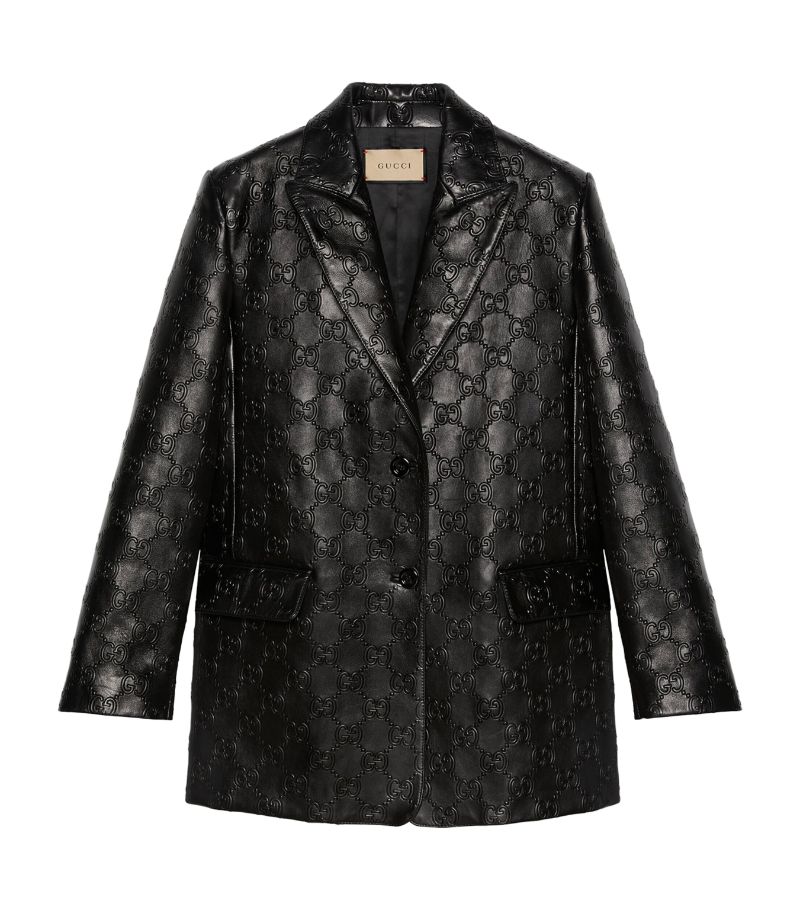 Gucci Gucci Embossed Leather Jacket