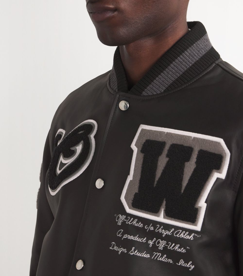 OFF-WHITE Off-White Leather Padded Varsity Jacket