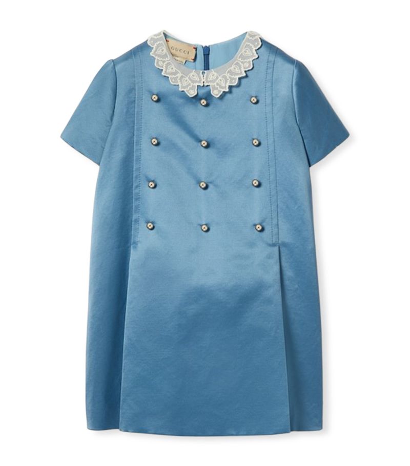 Gucci Gucci Kids Silk-Cotton Button-Embellished Dress (4-12 Years)