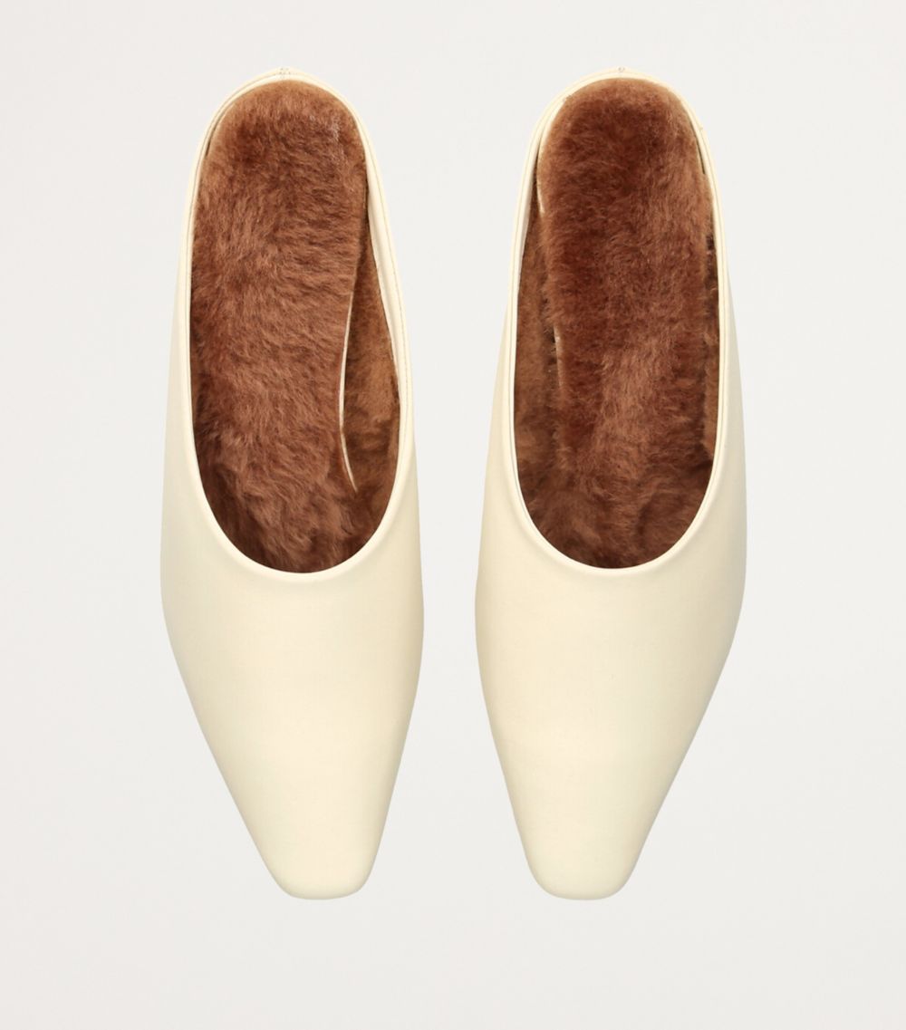 neous Neous Leather Shearling-Lined Alba Mules 30