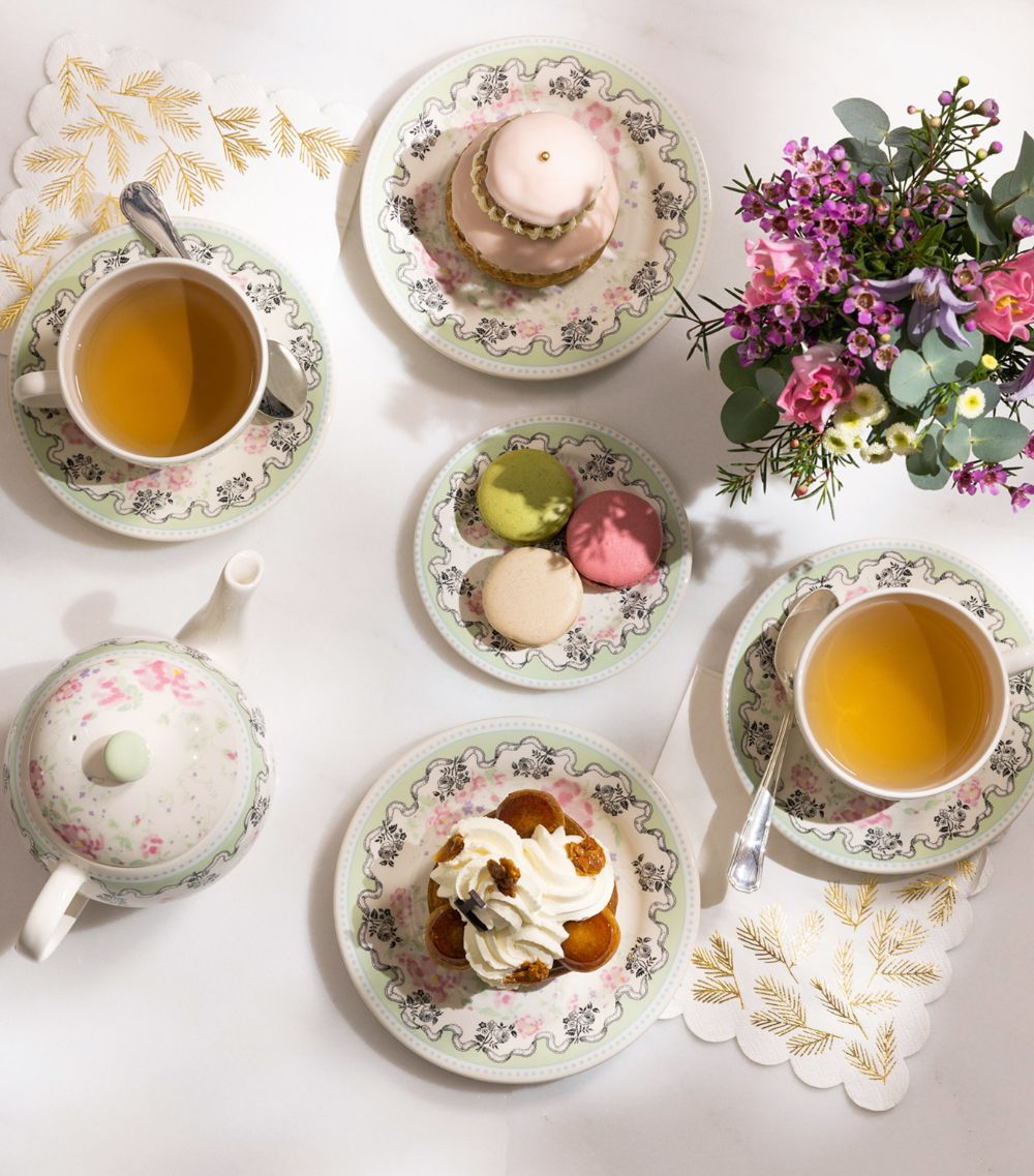 Gien Gien X Ladurée Set Of 2 Pompadour Tea Cups And Saucers (15Cm)