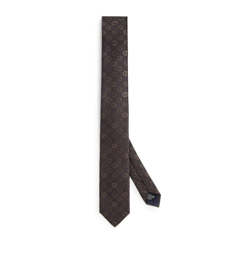 Giorgio Armani Giorgio Armani Silk Monogram Stripe Jacquard Tie