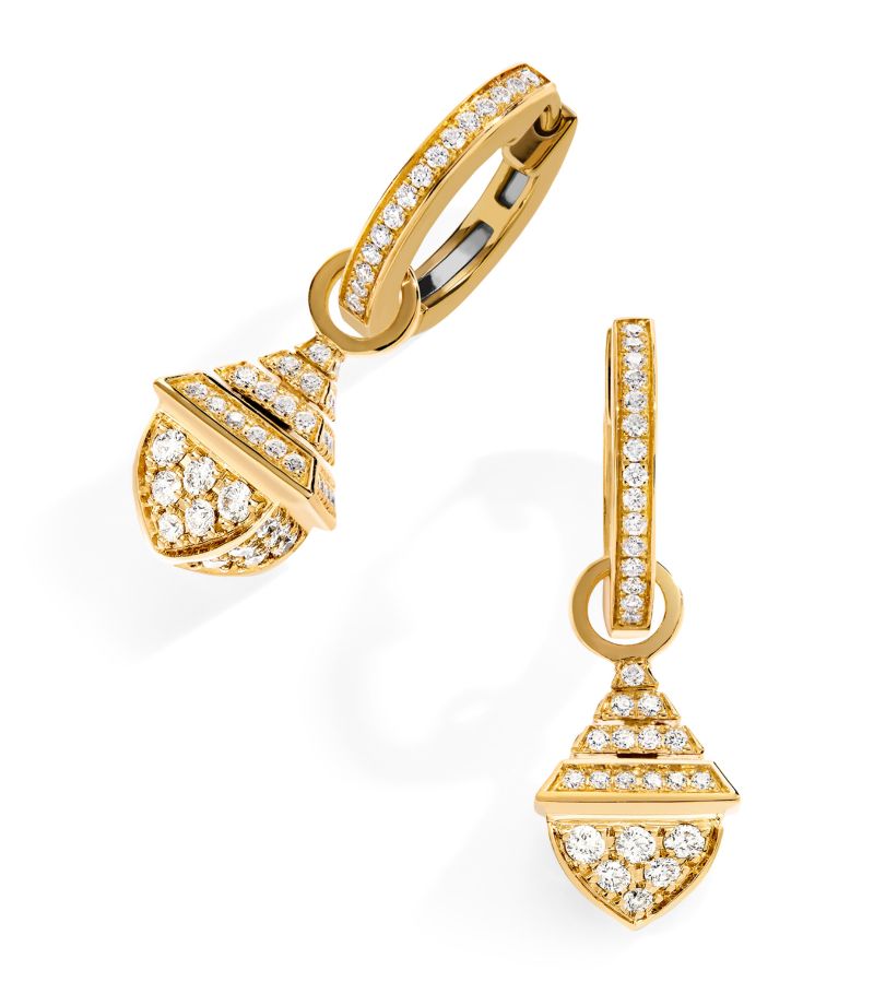  Marli New York Mini Yellow Gold And Diamond Cleo Rev Drop Earrings