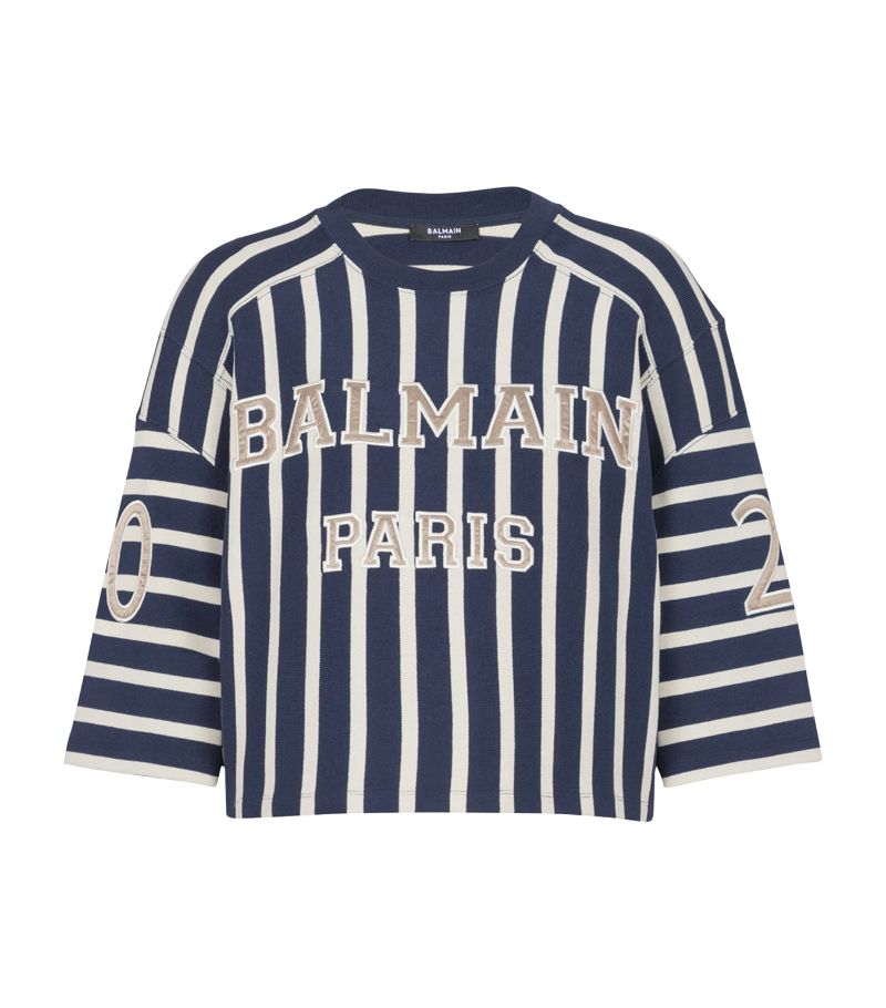 Balmain Balmain Striped Baseball T-Shirt