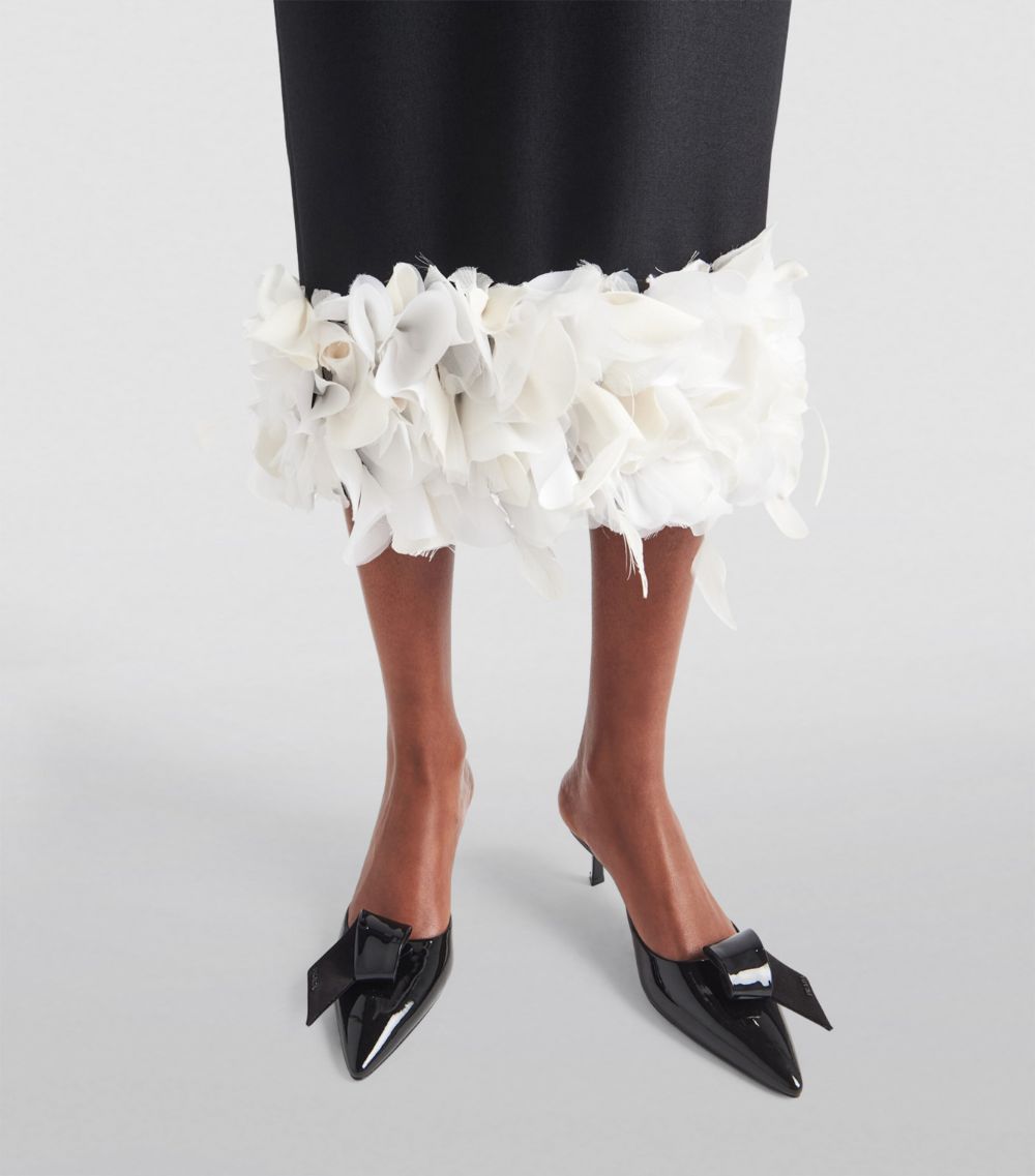 Prada Prada Wool Feather-Trim Midi Dress