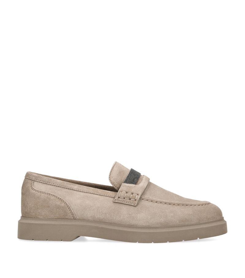 Brunello Cucinelli Brunello Cucinelli Suede Monili Bar Penny Loafers