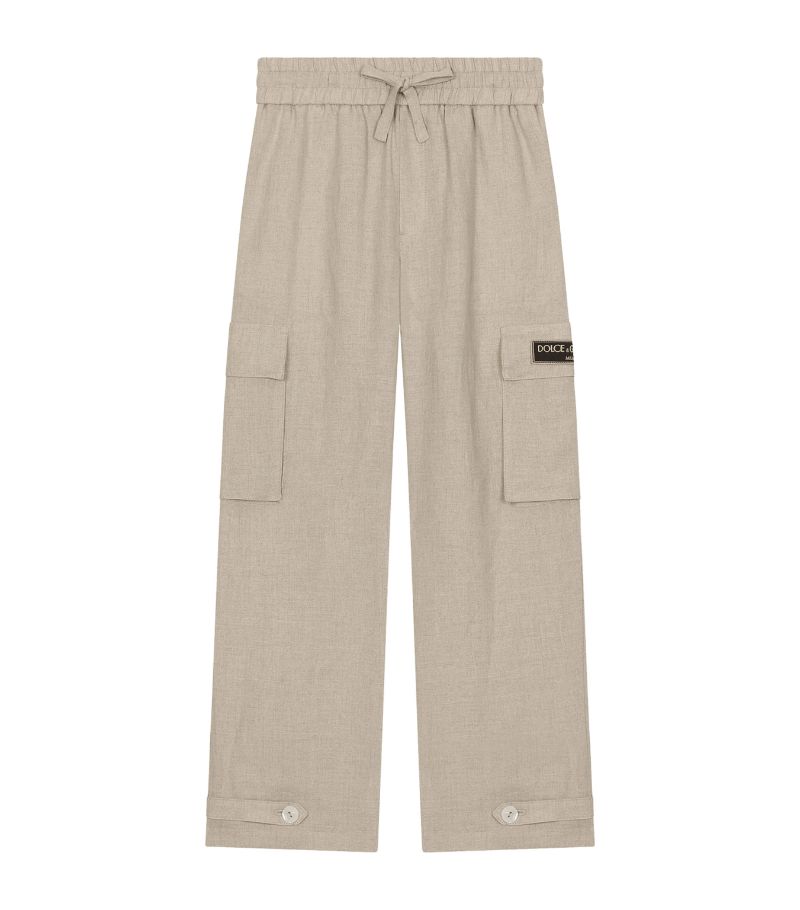 Dolce & Gabbana Dolce & Gabbana Kids Linen Logo-Patch Trousers (8-12+ Years)