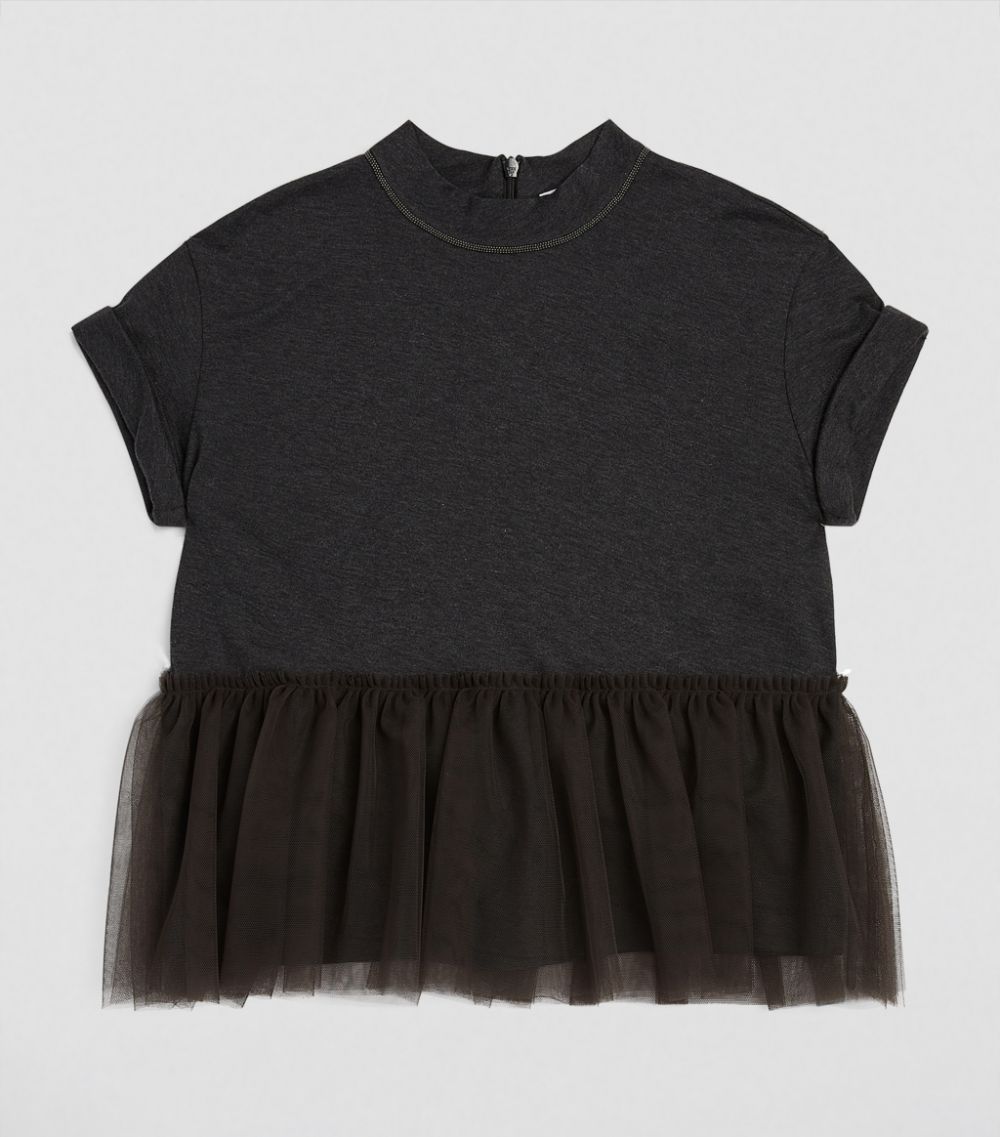 Brunello Cucinelli Kids Brunello Cucinelli Kids Tulle-Trim T-Shirt (4-7 Years)