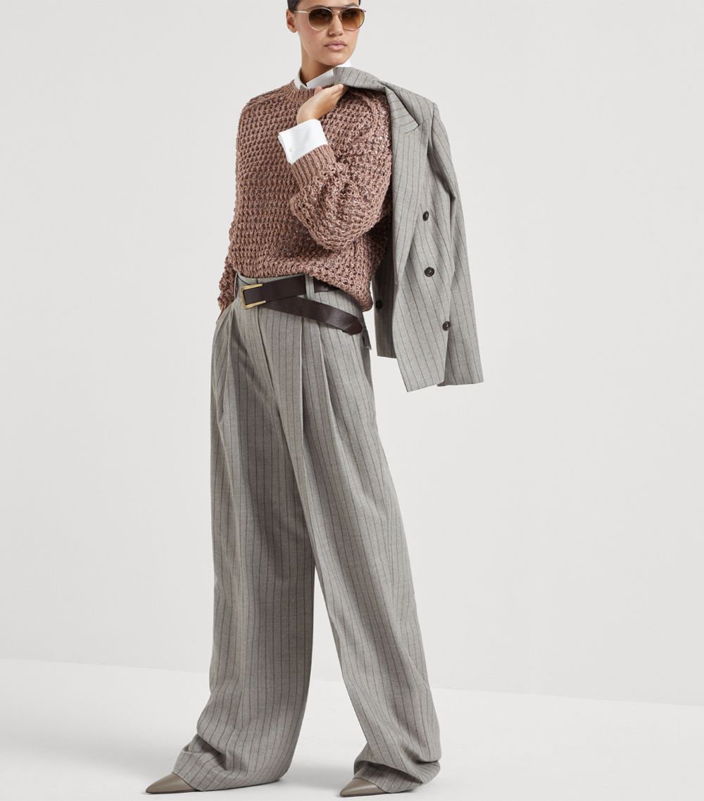 Brunello Cucinelli Brunello Cucinelli Virgin Wool Striped Tailored Trousers