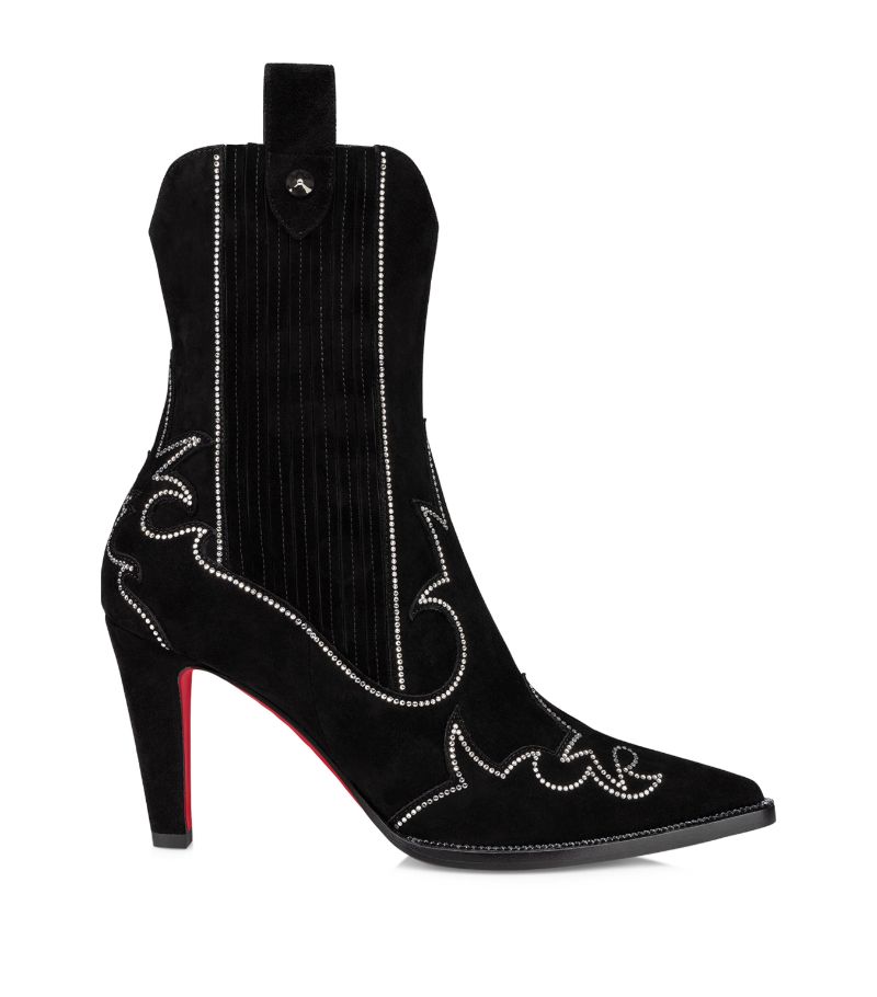 Christian Louboutin Christian Louboutin Santiagag Strass Velour Ankle Boots 85