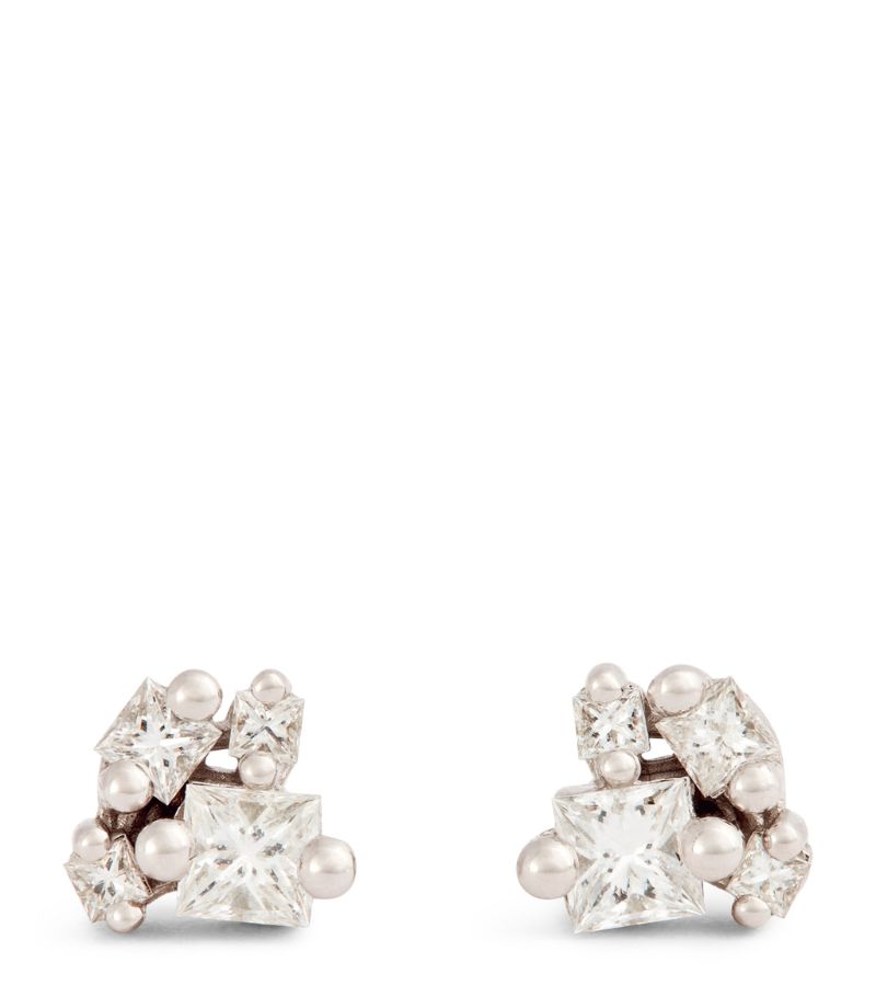 Suzanne Kalan Suzanne Kalan White Gold and Diamond Princess Cluster Stud Earrings