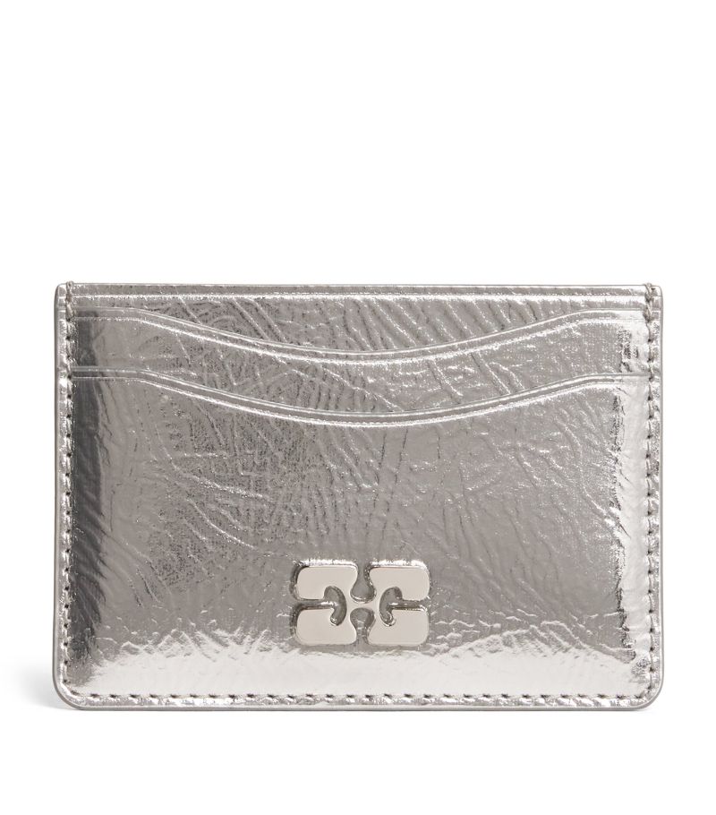 Ganni Ganni Recycled Leather-Blend Metallic Bou Card Holder