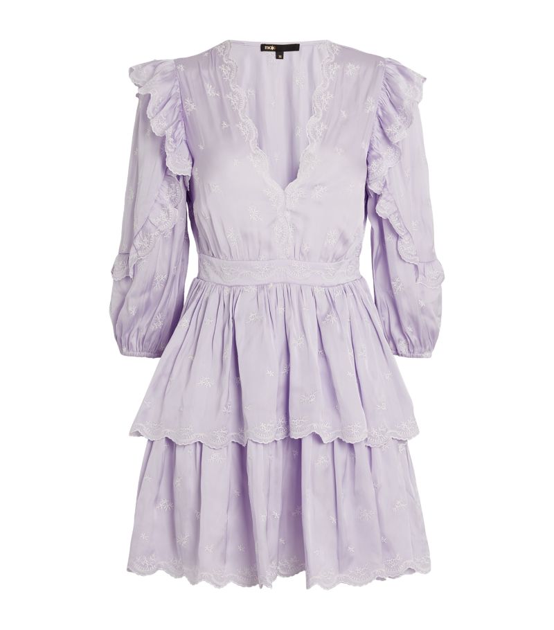  Maje Embroidered Ruffle Mini Dress