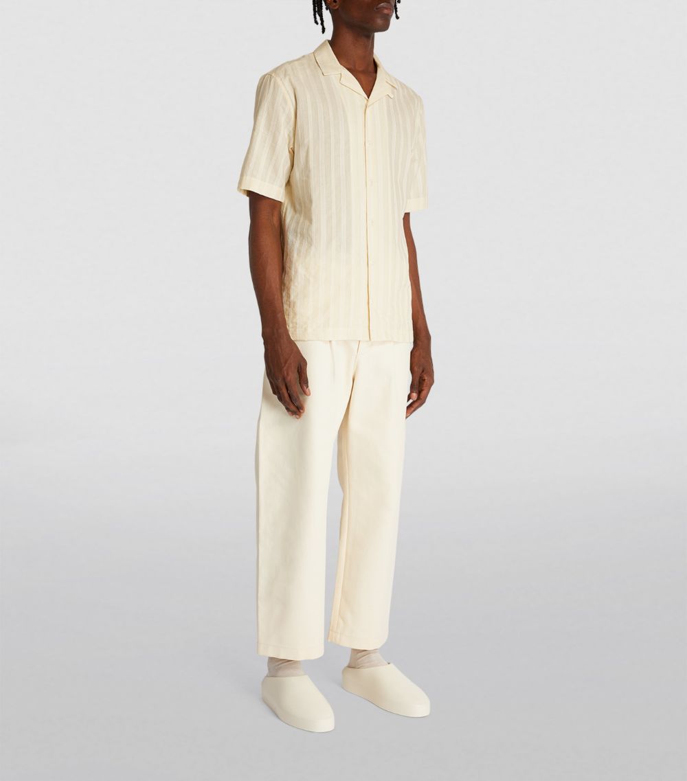 Sunspel Sunspel Embroidered Stripe Notched-Collar Shirt