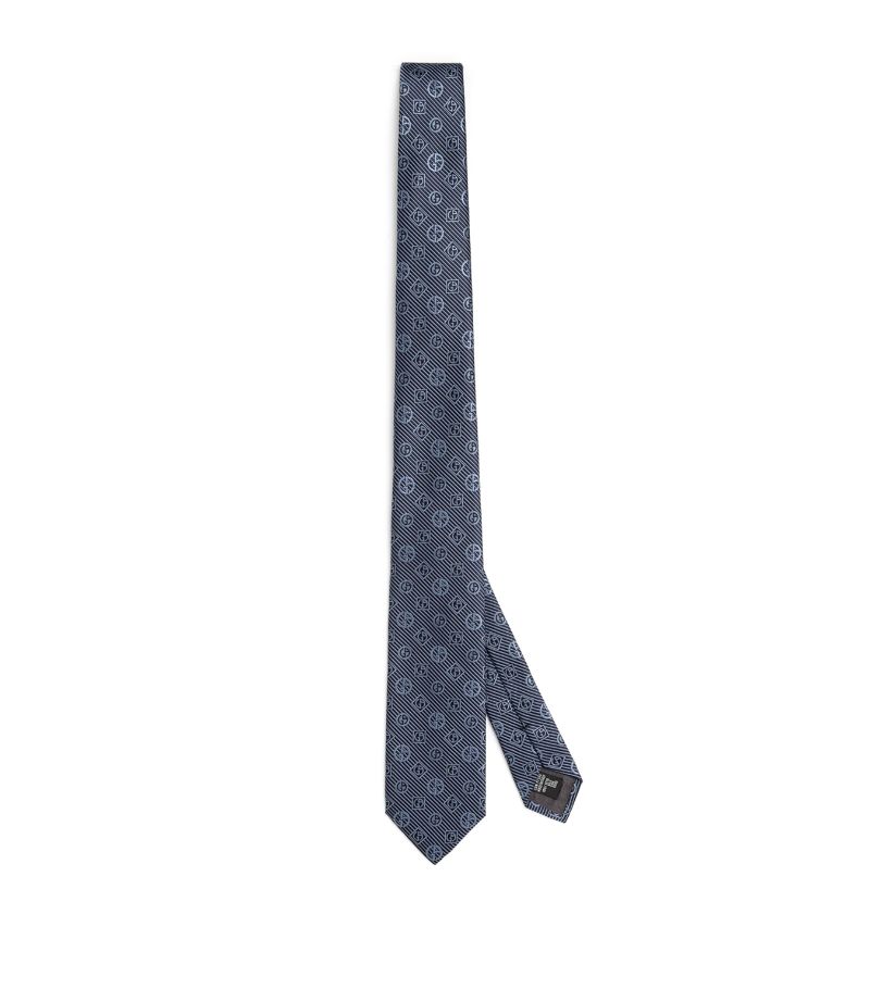 Giorgio Armani Giorgio Armani Silk Monogram Stripe Jacquard Tie