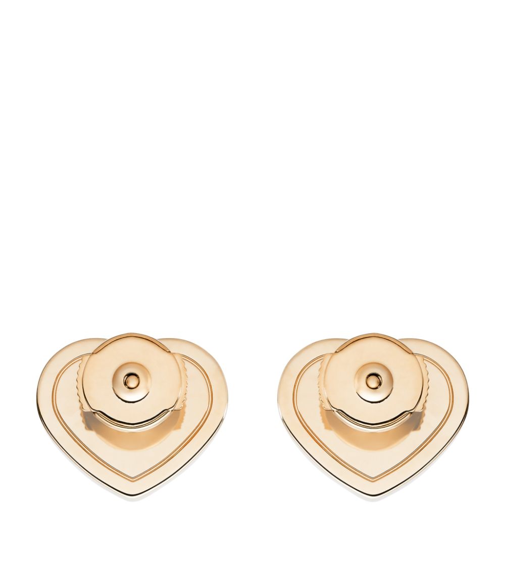 Chopard Chopard Rose Gold And Diamond Happy Hearts Stud Earrings