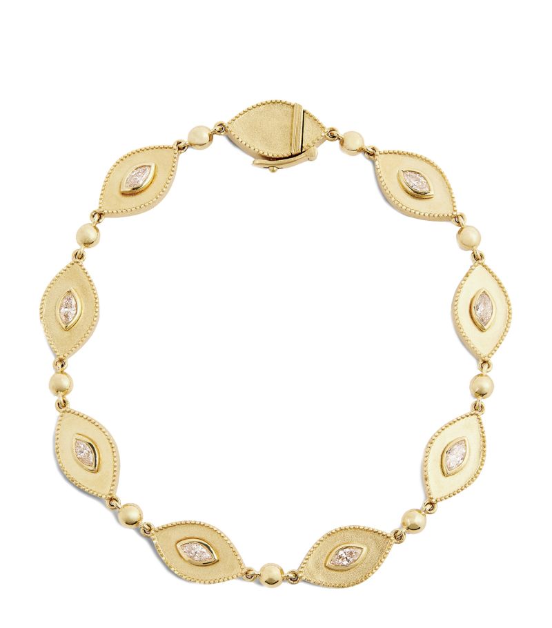 Orly Marcel Orly Marcel Yellow Gold And Diamond Marquise Eyes Bracelet