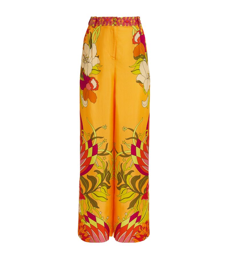 Camilla Camilla Silk Floral Wide-Leg Trousers