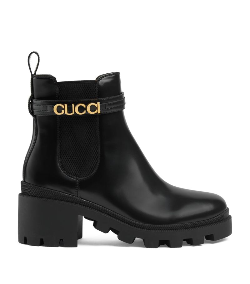 Gucci Gucci Leather Logo-Strap Ankle Boots 60