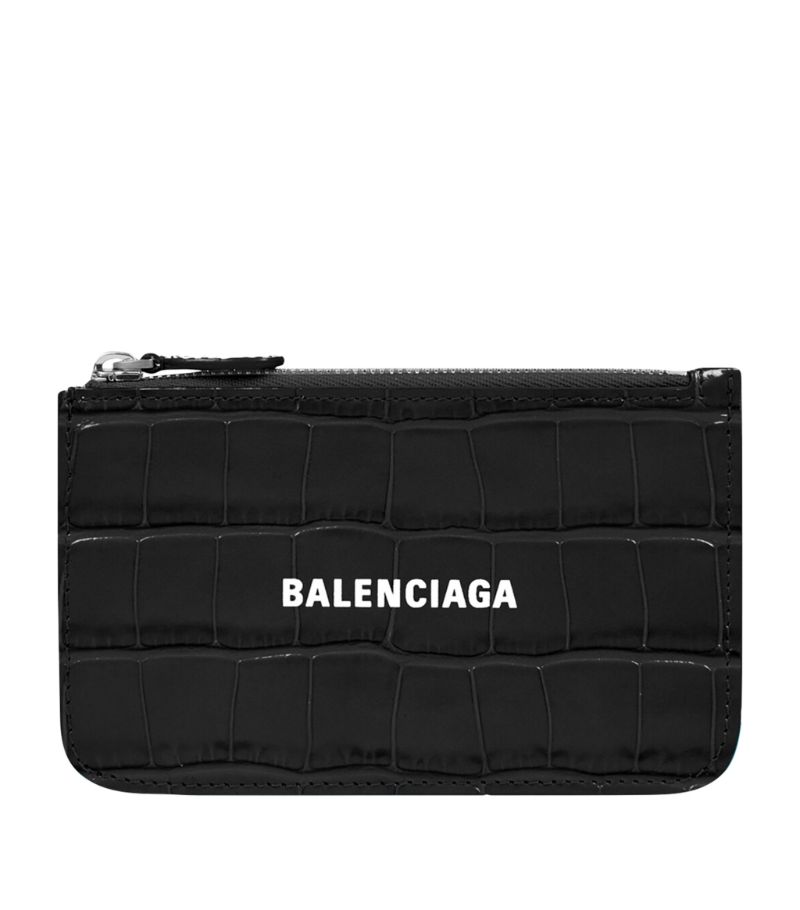 Balenciaga Balenciaga Leather Croc-Embossed Card Holder