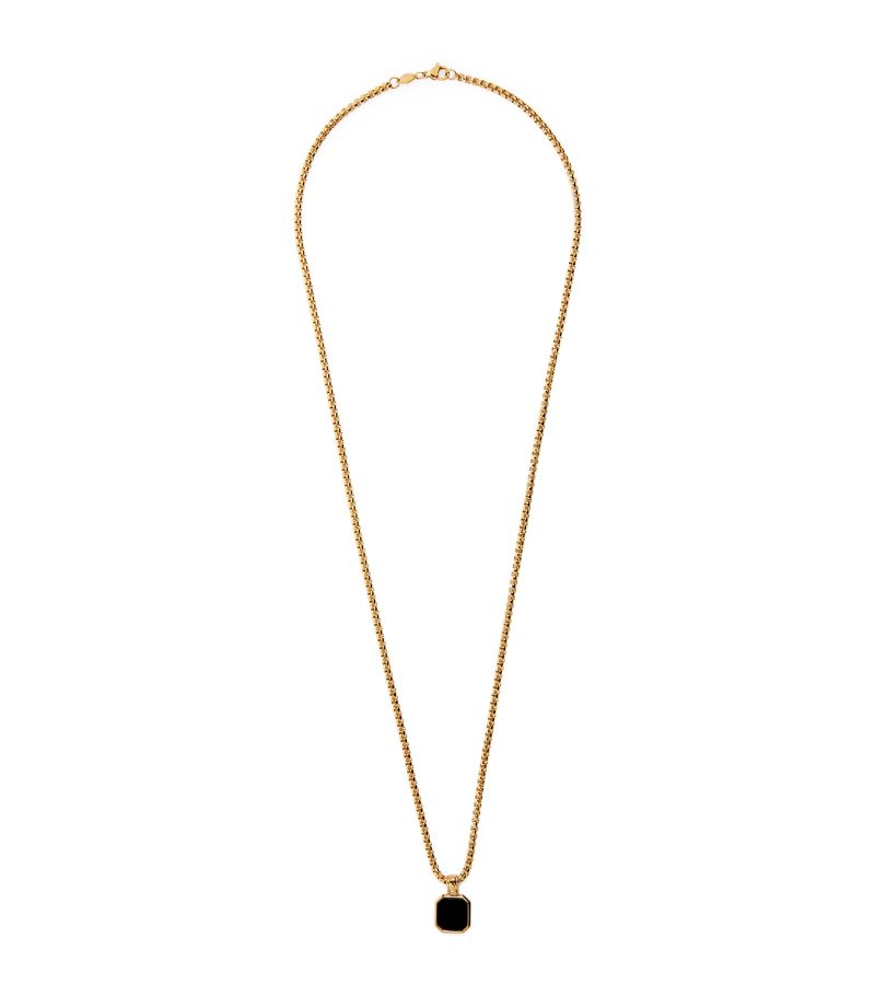 Nialaya Jewelry Nialaya Jewelry Gold-Plated Onyx Pendant Necklace