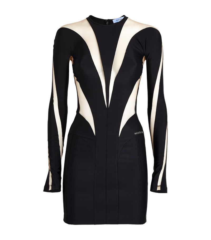 Mugler Mugler Mesh-Detail Mini Dress