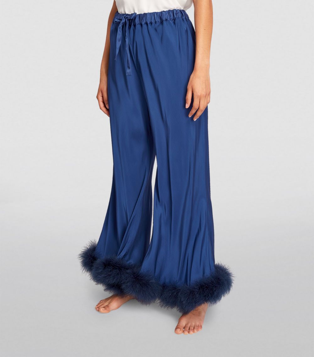 SLEEPER Sleeper Feather-Trim Boudoir Trousers