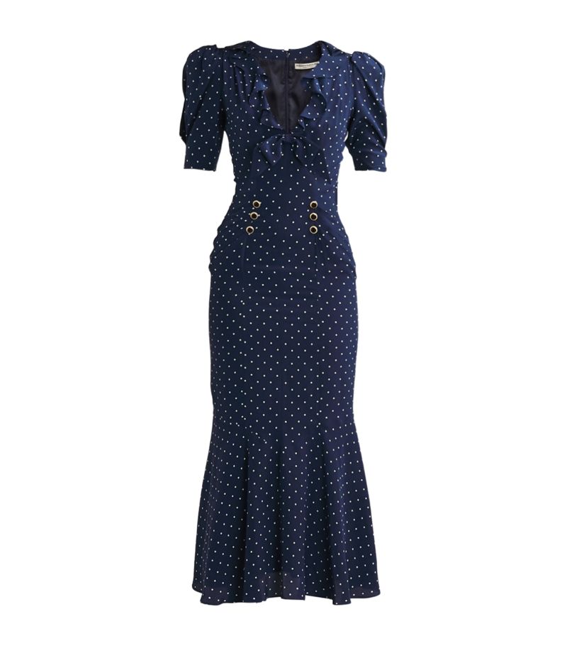 Alessandra Rich Alessandra Rich Silk Polk Dot Midi Dress