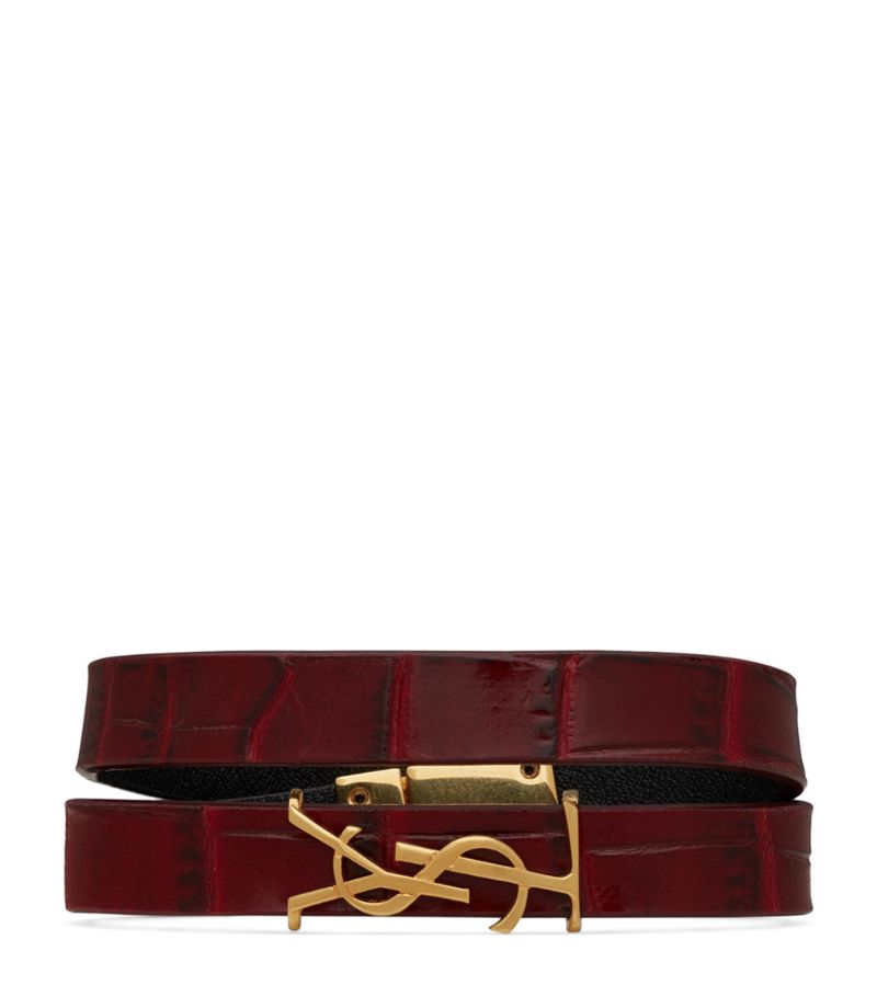 Saint Laurent Saint Laurent Leather Opyum Double Wrap Bracelet