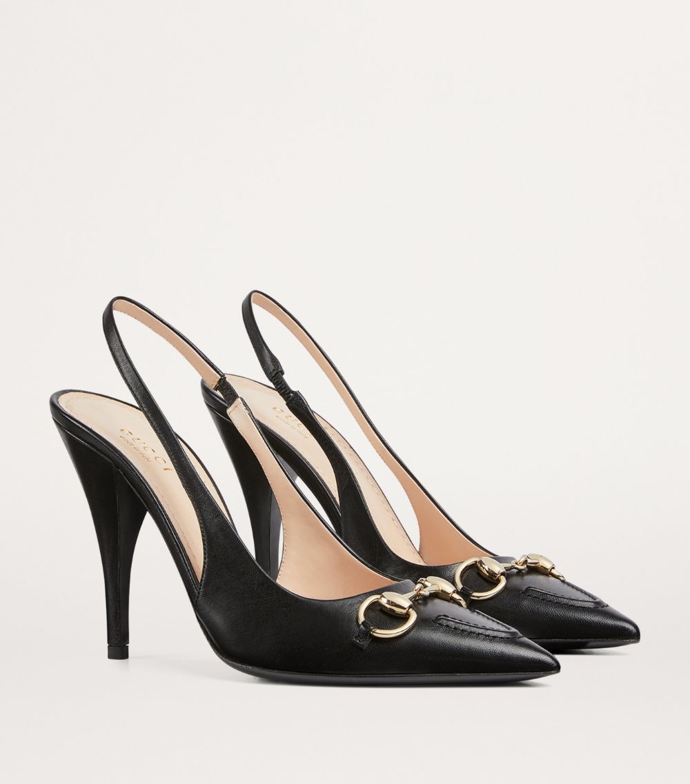 Gucci Gucci Leather Horsebit Slingback Pumps 105