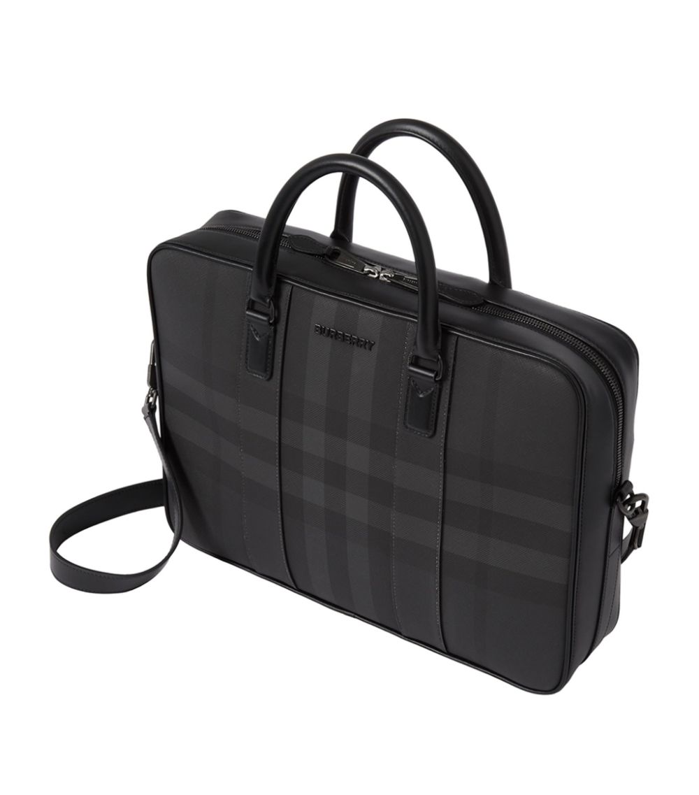 Burberry Burberry Leather-Trim Check Briefcase