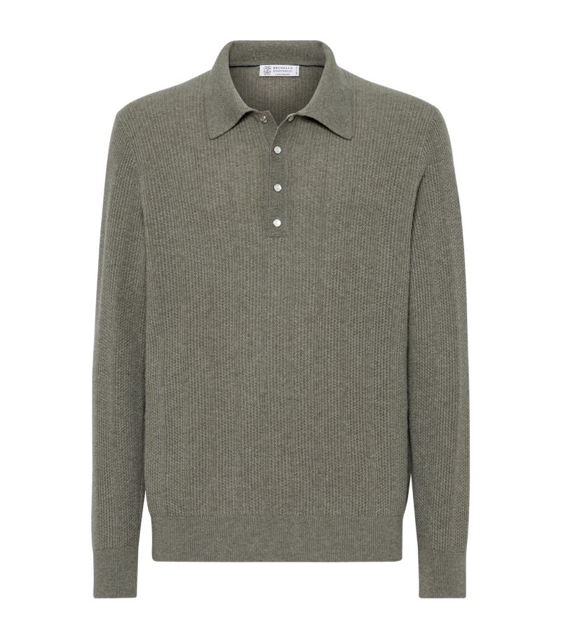 Brunello Cucinelli Brunello Cucinelli Ribbed Long-Sleeve Polo Shirt