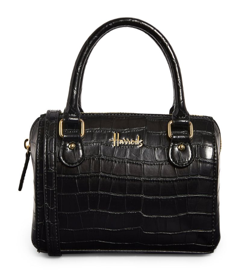 Harrods Harrods Mini Croc-Embossed Barrel Bag