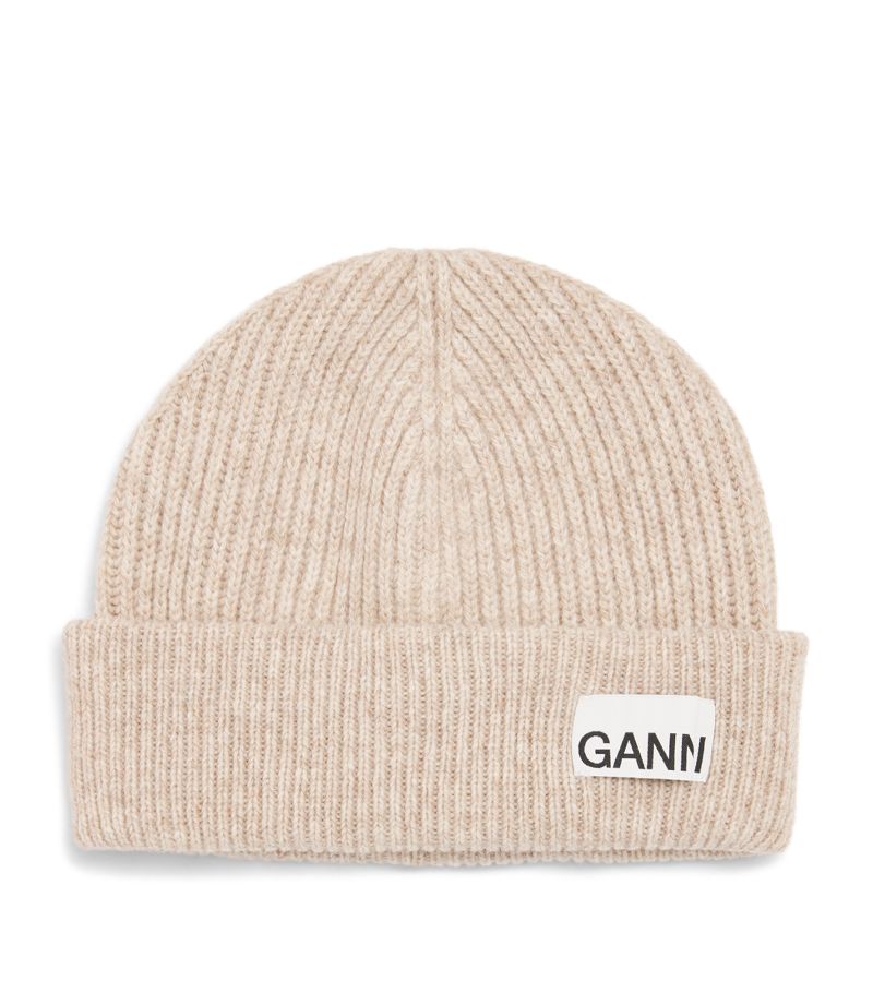 Ganni Ganni Wool-Blend Light Structured Rib Knit Beanie