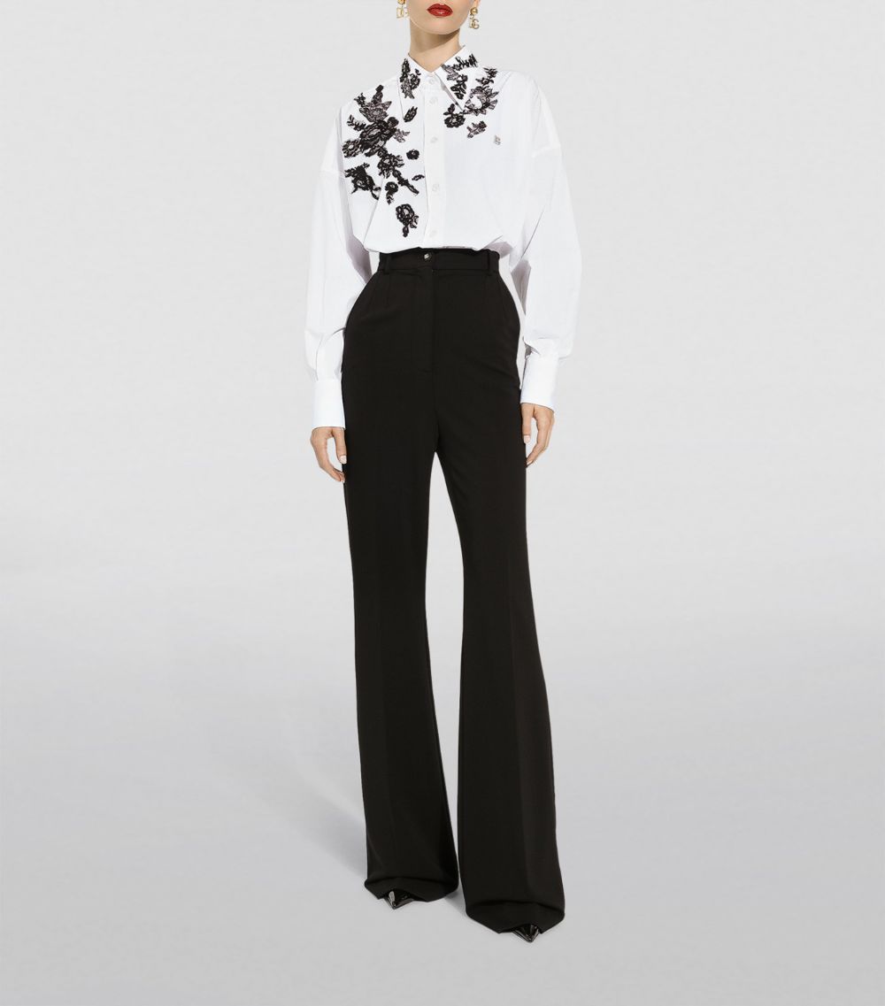 Dolce & Gabbana Dolce & Gabbana Cotton-Blend Floral Lace-Embellished Shirt