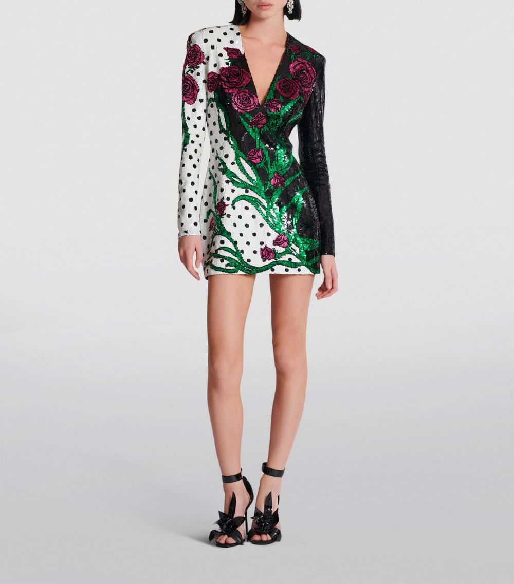 Balmain Balmain Embroidered Floral Polka-Dot Mini Dress