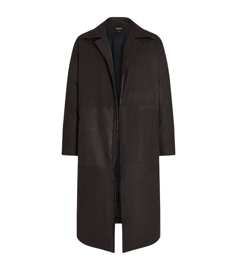 zegna Zegna Leather Down-Padded Overcoat