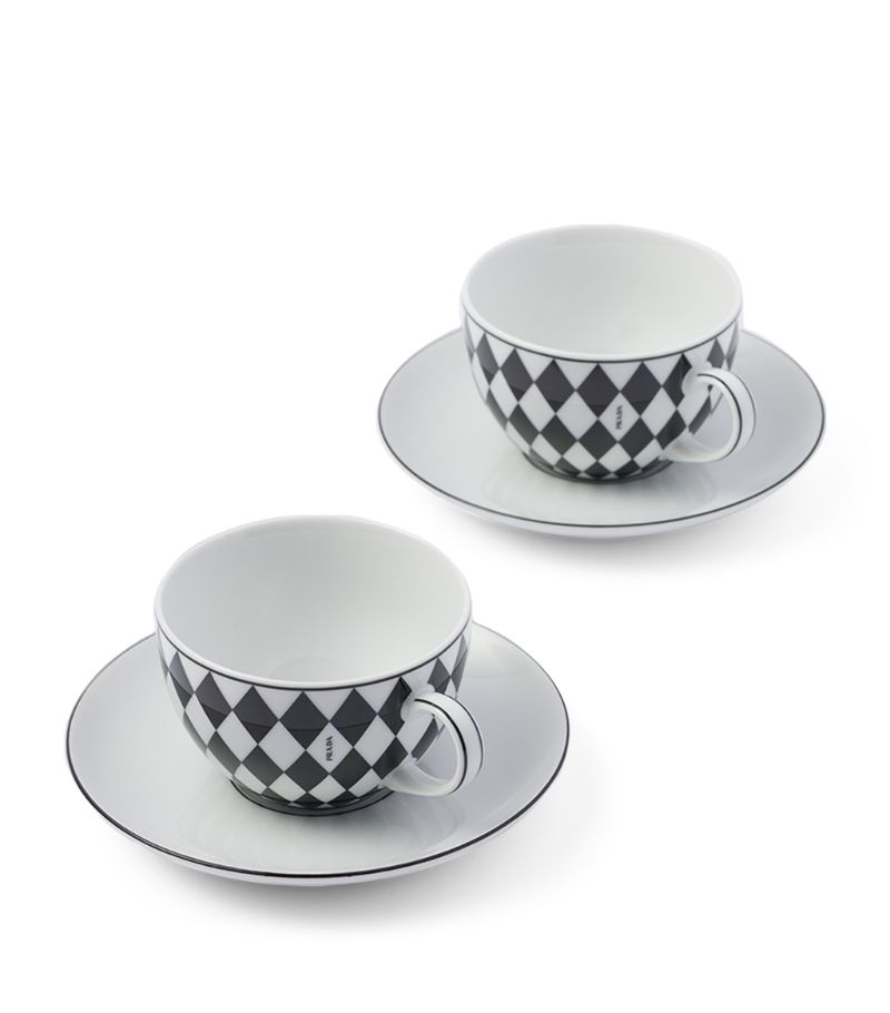 Prada Prada Chequerboard Cappuccino Cup and Saucer (Set of 2)