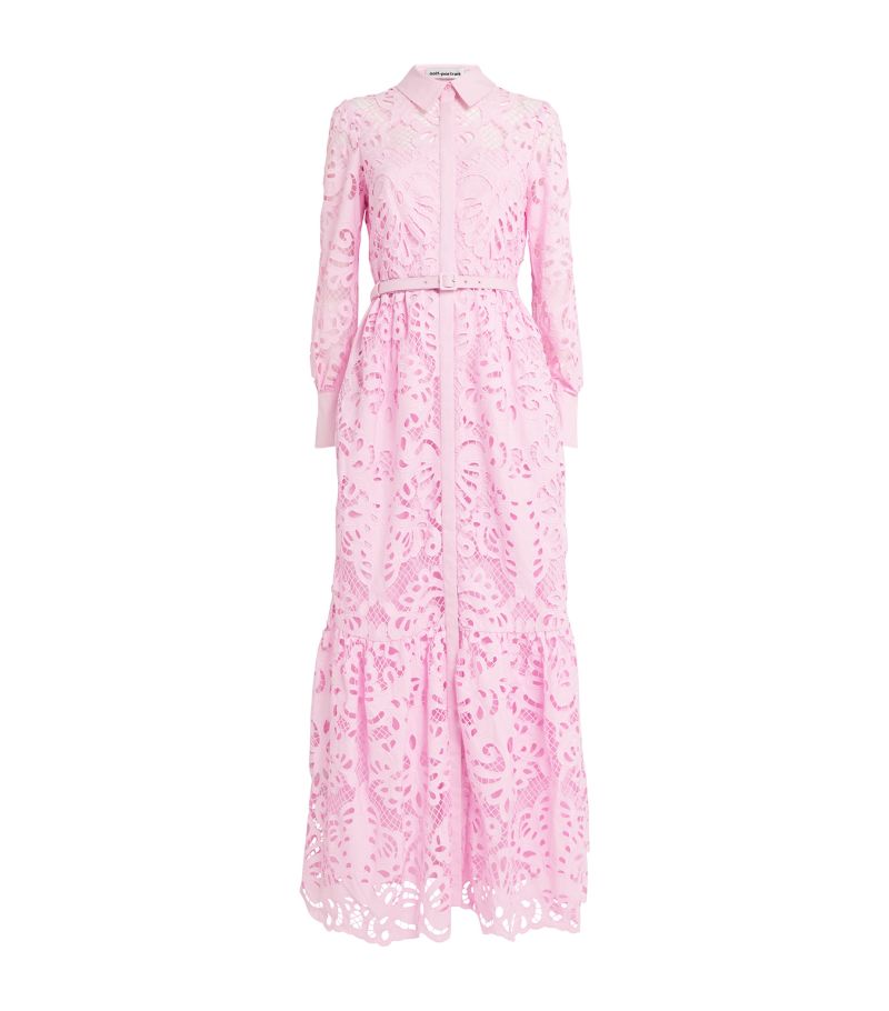 Self-Portrait Self-Portrait Lace Belted Maxi Shirt Dress