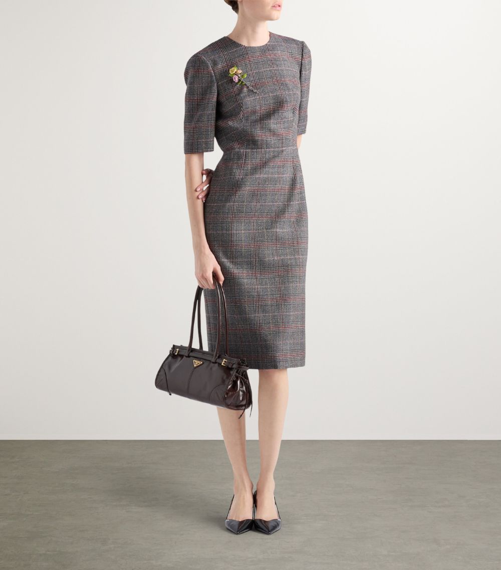 Prada Prada Wool Prince Of Wales Midi Dress