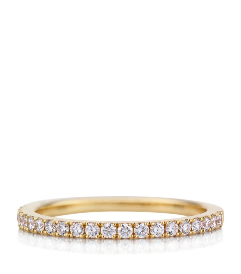 De Beers Jewellers De Beers Jewellers Yellow Gold Half Pavé Diamond Classic Band