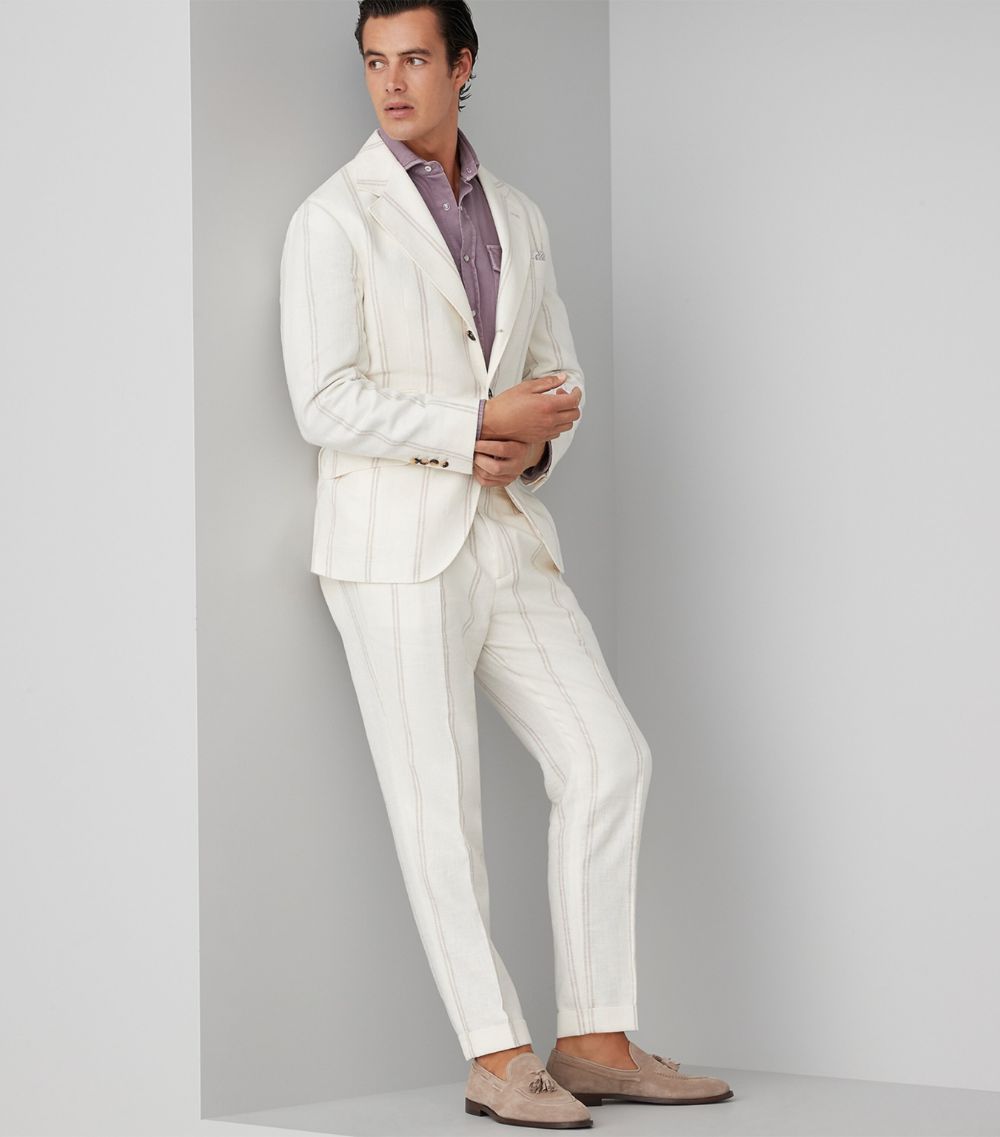 Brunello Cucinelli Brunello Cucinelli Linen-Wool Chalk-Stripe Trousers